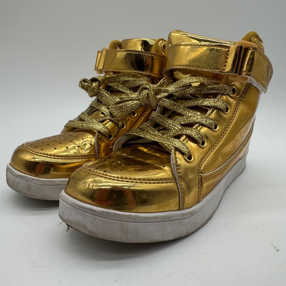 IGXX Gold Metallic High Top Sneakers Youth M 4.5-5 Women's US 6.5-7 Hip Hop